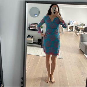 Lily Pulitzer Turquoise and Hot Pink Lace Dress